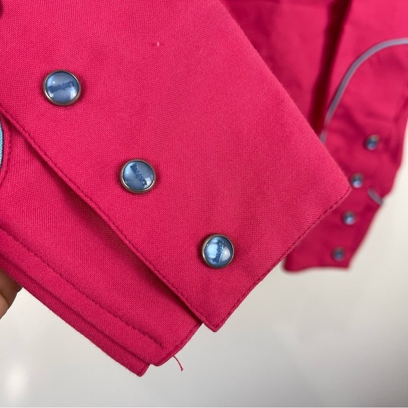 Rangers Original Fuchsia Pink Embroidered Button Front Western Shirt Size Small - Picture 3 of 9
